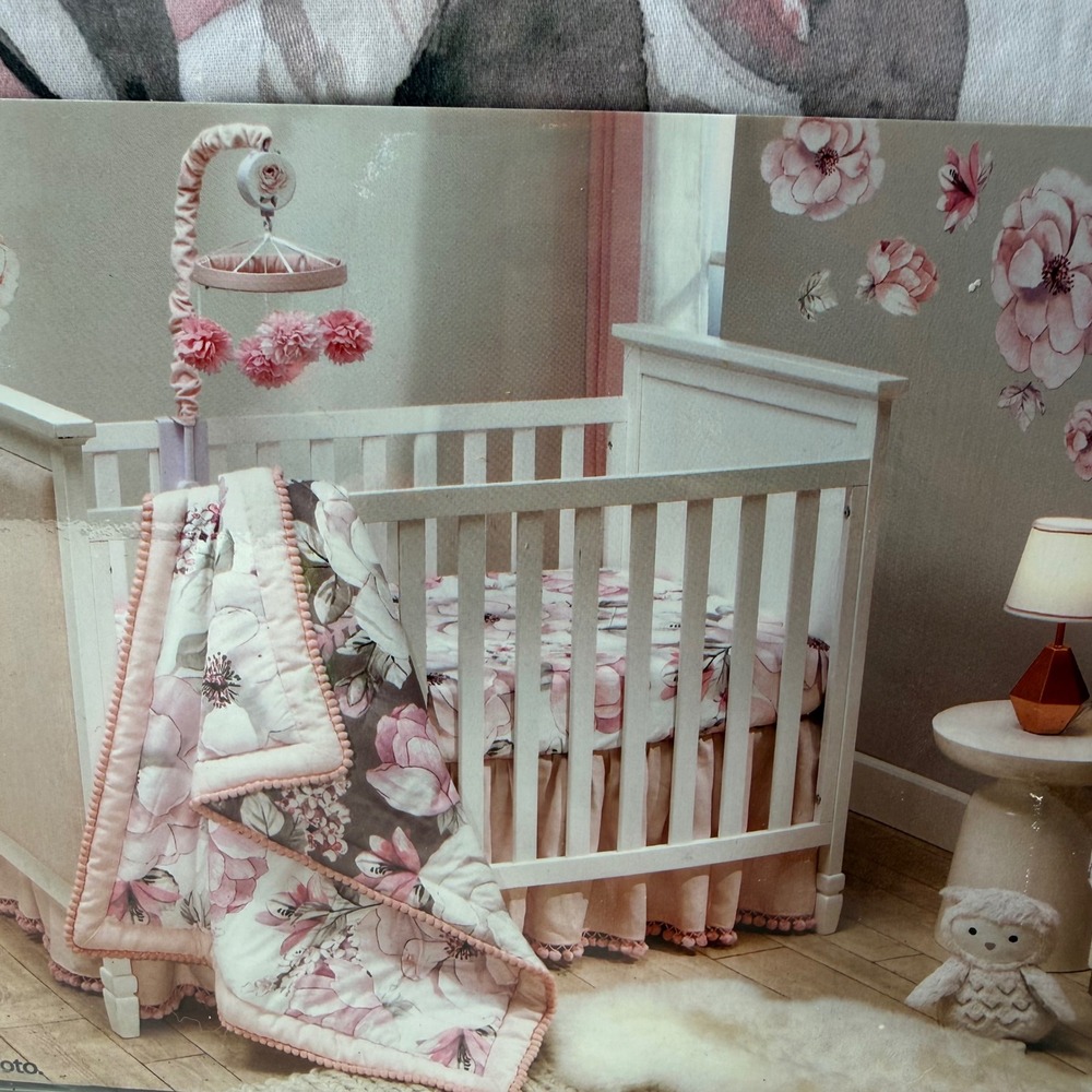 Lambs & Ivy Signature Botanical Baby
4 Piece Crib Bedding Set Pink Floral NEW - Picture 4 of 7